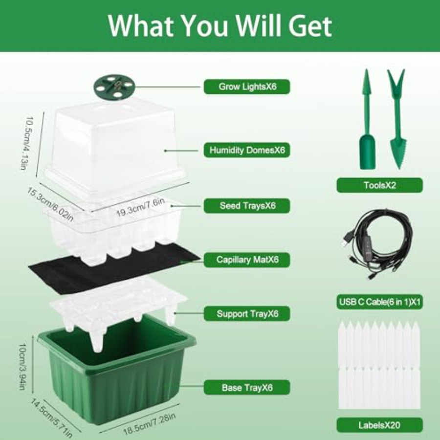 Seed Starter Tray with Light 6 - Humidity Dome Kit ulasan dan harga