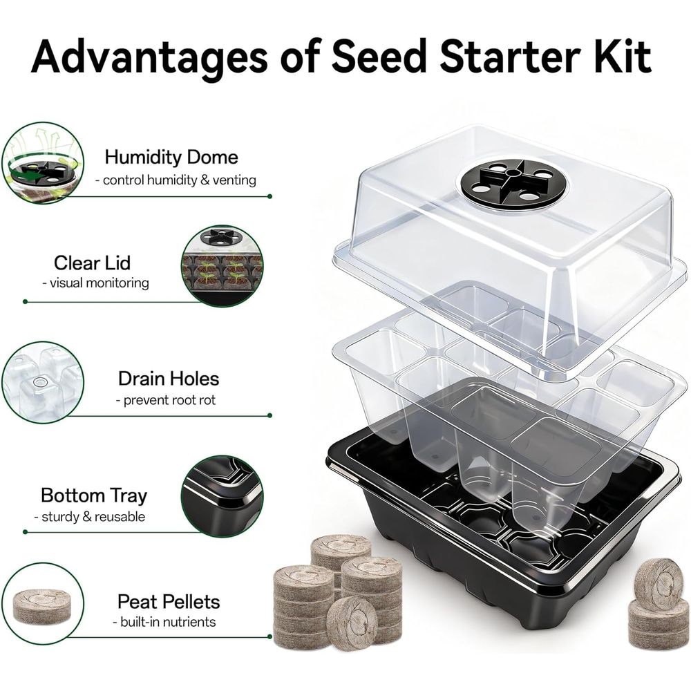4 Pack Seed Starter Tray with  - Peat Pellet Tray ulasan dan harga