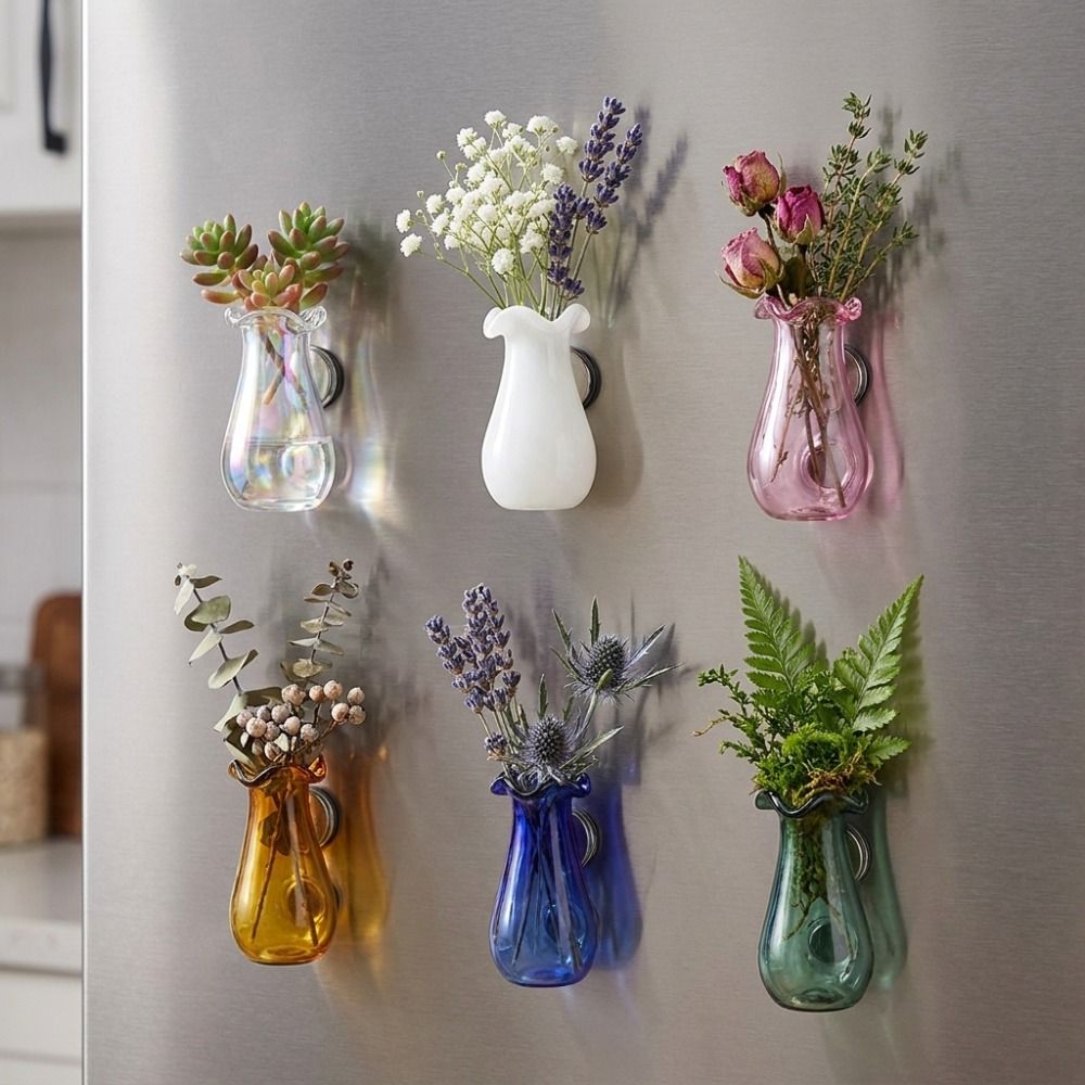 6Pcs DIY 3D Mini Vase Magnets  - Propagation Station Vase ulasan dan harga